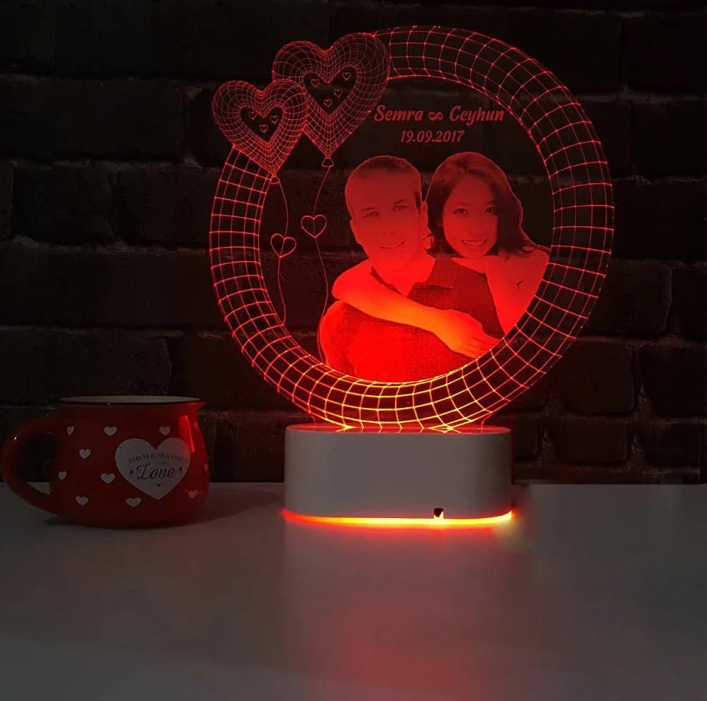 Personalized 3D Illusion LED LAMP(10 Inches Height x 8-inch Width)